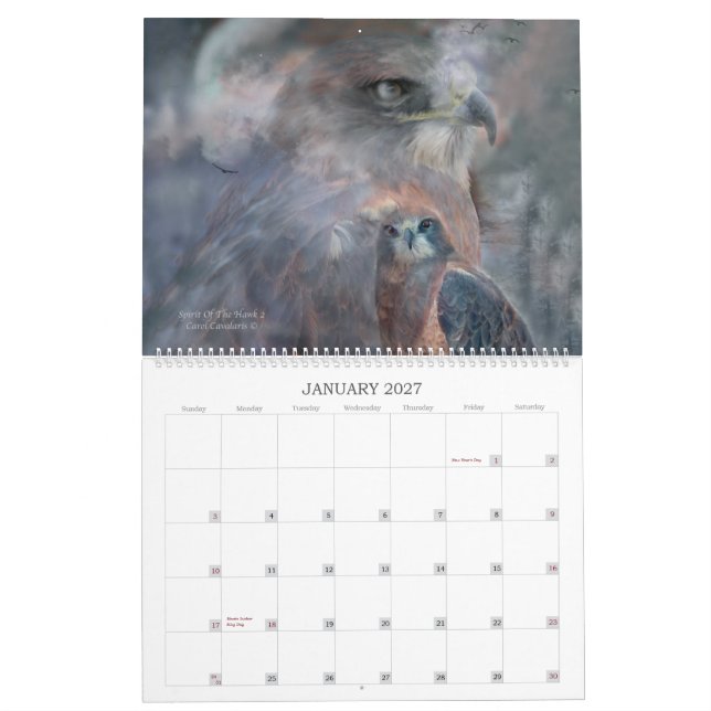 Fåglar av rovkonstkalendern 2012 kalender (Jan 2027)
