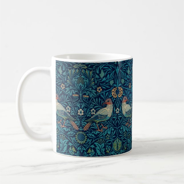 "Fåglar" av William Morris Blue Mönster  Kaffemugg (Vänster)