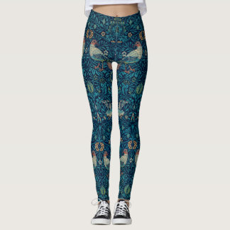 "Fåglar" av William Morris Blue Mönster Leggings