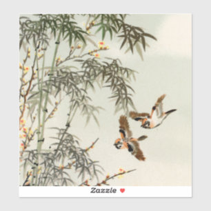 Fåglar Bamboo Asian Japansk Vintage Klistermärken