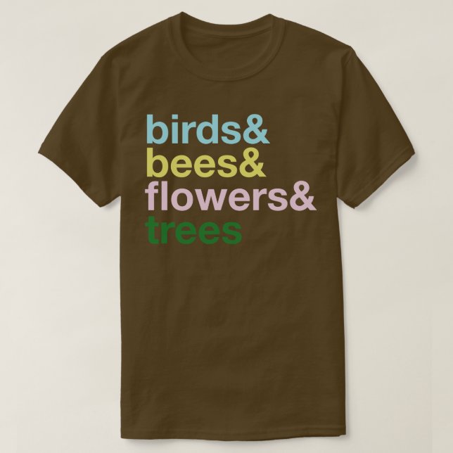Fåglar, bin, blommor och träd t shirt (Design framsida)