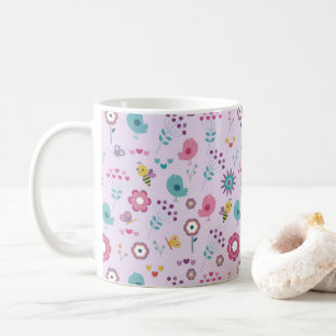 Fåglar, Bin, och Fjärilar Blommig Kaffemugg