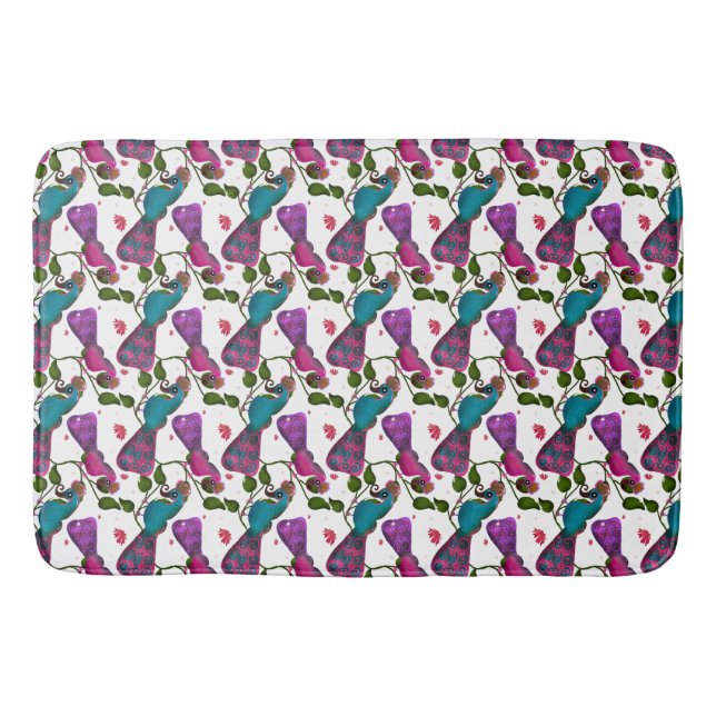 Fåglar blommig sömlös mönster Gardin Badrumsmatta (Framsidan)