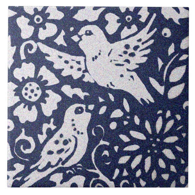 Fåglar Blue Grått Granite Stone Woodland Animal Ar Kakelplatta (Framsidan)