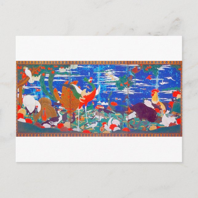 Fåglar, Djur, och Blommande Växter(Vänster) Jakuch Vykort (Framsida)