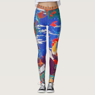 Fåglar, djur och Blommar Plants (Lämnat) Jakuchū Leggings