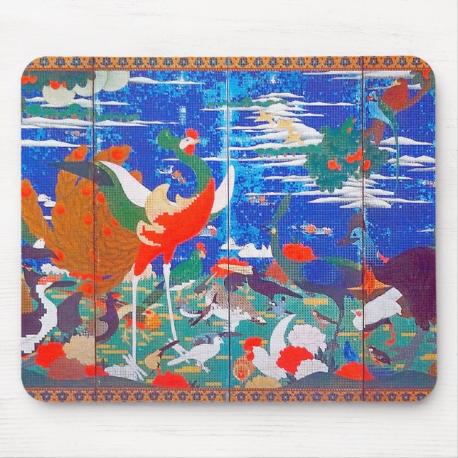 Fåglar, djur och Blommar Plants (Lämnat) Jakuchū Musmatta (Framsidan)