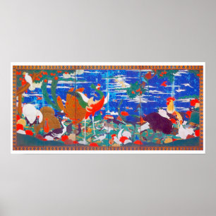 Fåglar, djur och Blommar Plants (Lämnat) Jakuchū Poster