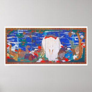 Fåglar, djur och Blommar växter (Höger) Jakuchū Poster