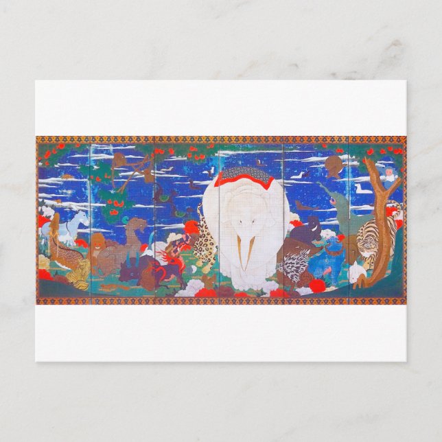 Fåglar, Djur, och Blommor(Höger)Jakuchu Vykort (Framsida)