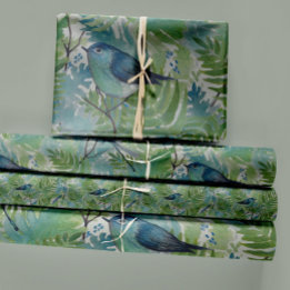 Fåglar Dragonflies Blue Ferns Decoupage