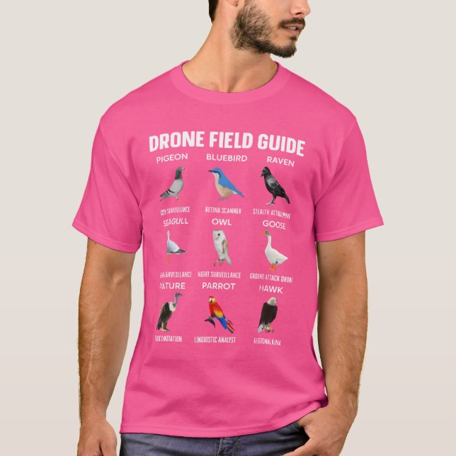 Fåglar Drone Fält Guidehey Arent Real roligt T Shirt (Framsida)