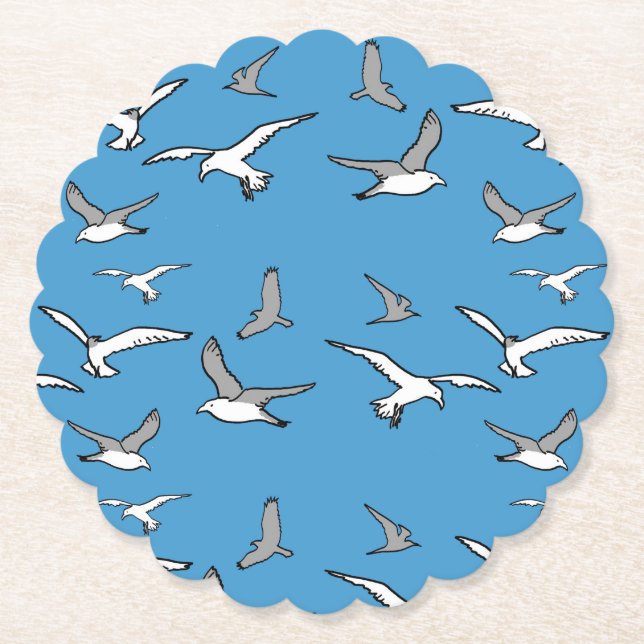Fåglar - en flock av Fiskmåsar Underlägg Papper (Framsida)