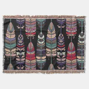 Fåglar Feathers Tribal Art Seamless Filt