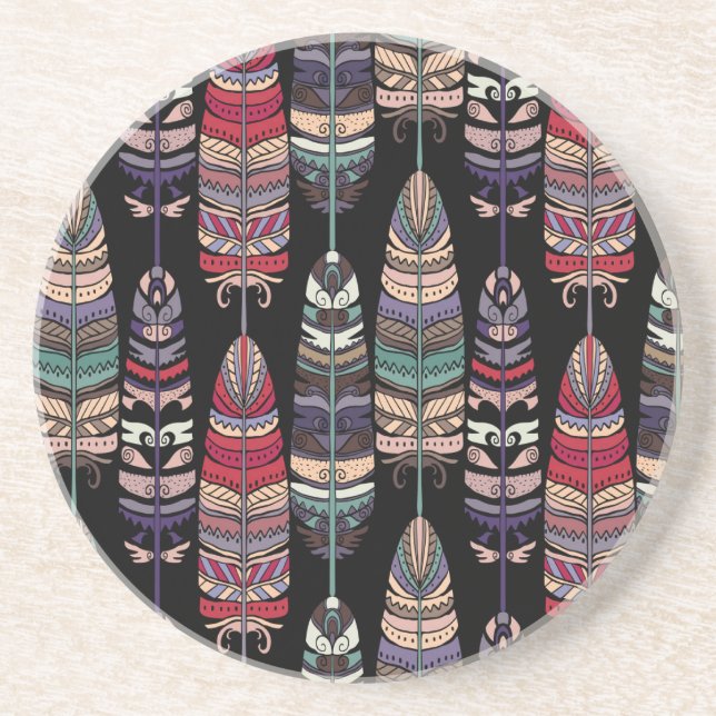 Fåglar Feathers Tribal Art Seamless Underlägg (Framsidan)