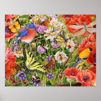Fåglar, fjärilar och bin poster