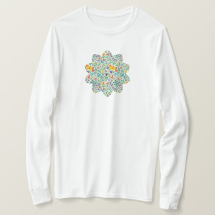 Fåglar, fjärilar & vilda blommor mönster t shirt