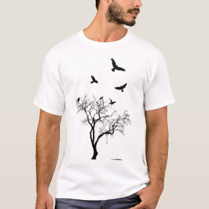 Fåglar flyger från den ha på sig och söndersli t shirt