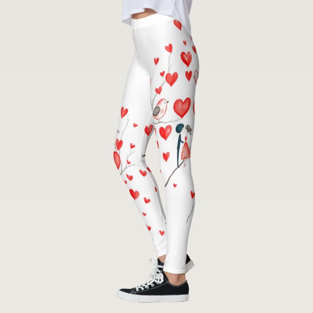 Fåglar för Alla hjärtans dag Leggings (Vänster)