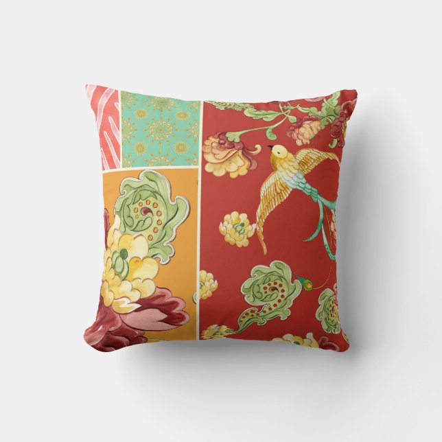 Fåglar för blomma för stil för Boho stuga moderna Kudde (Framsida)