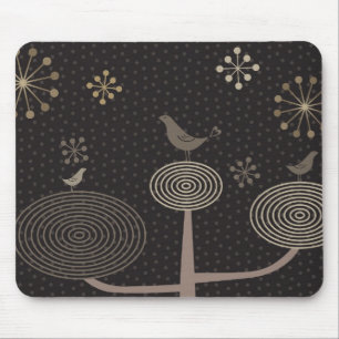 Fåglar förälskad Design3 svart Mousepad Musmatta