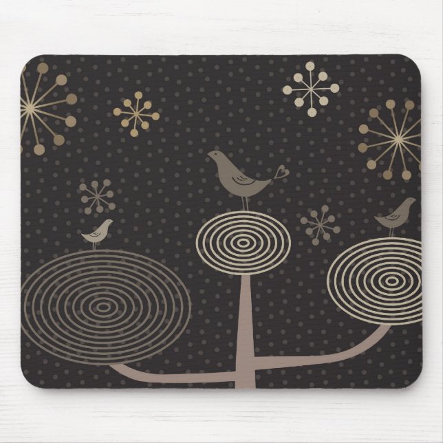 Fåglar förälskad Design3 svart Mousepad Musmatta (Framsidan)