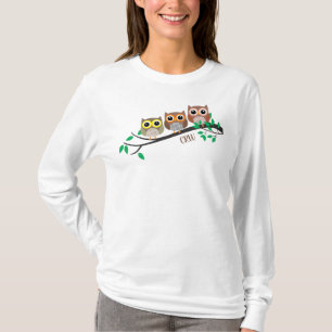 Fåglar från uggla på Träd Cute Animals (tillval) I T Shirt