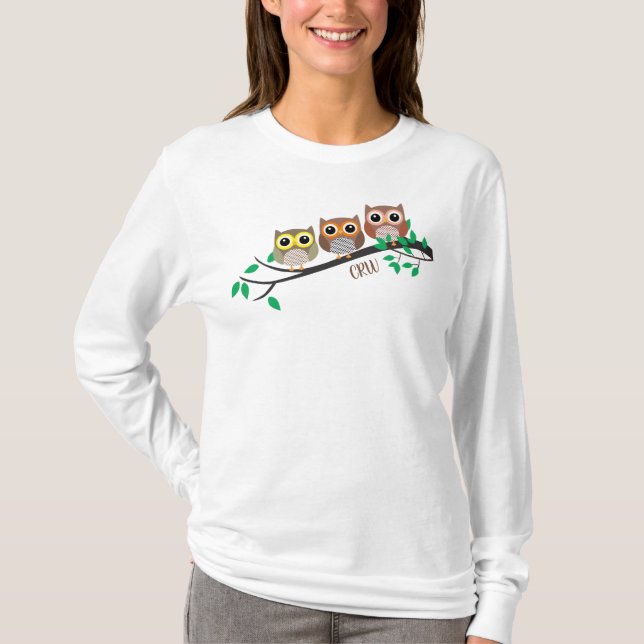 Fåglar från uggla på Träd Cute Animals (tillval) I T Shirt (Framsida)