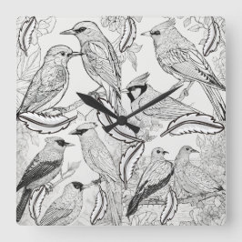 fåglar fyrkantig klocka