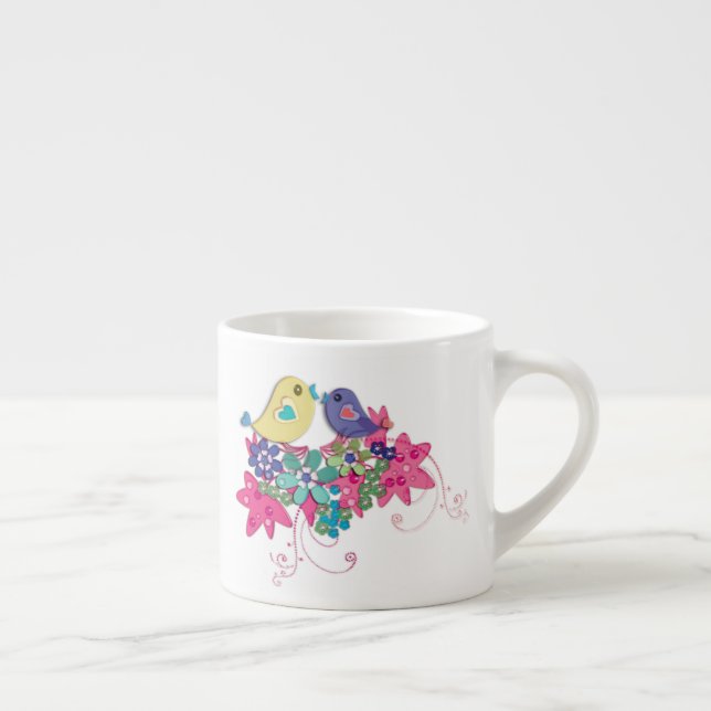 Fåglar, glas espressomugg (Höger)