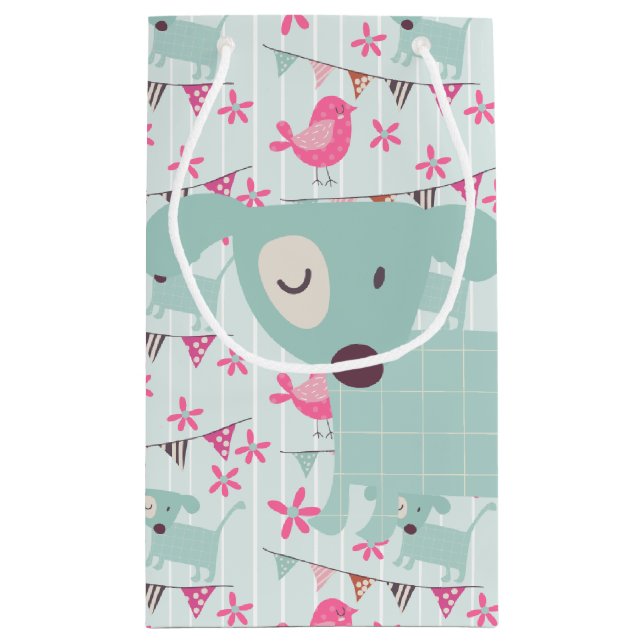 Fåglar, Hundar, banderoller, blommor (Baksidan)