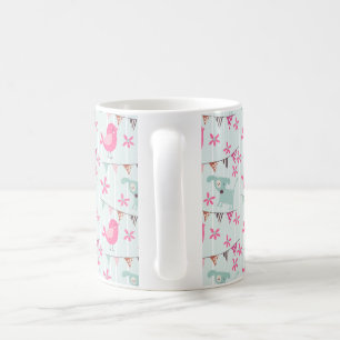 Fåglar, Hundar, banderoller, blommor Kaffemugg
