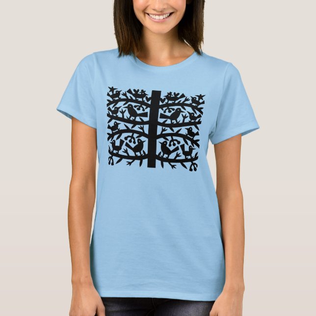 Fåglar i A träd Tee Shirt (Framsida)