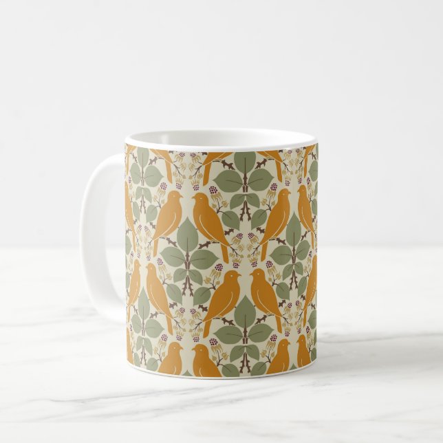 Fåglar i berry Bramble Coffee Mugg (Framsida vänster)