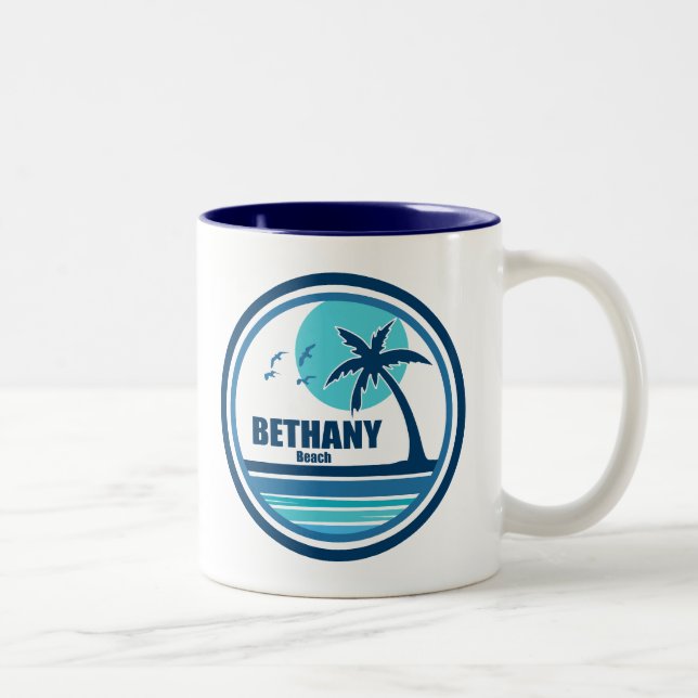 Fåglar i Bethany Beach Delaware Handflatan Träd Två-Tonad Mugg (Höger)