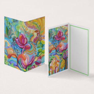 Fåglar i blomsterträdgården Card Kort