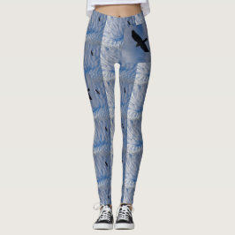 Fåglar i Blue Cloudy Himlar Legging