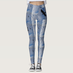 Fåglar i Blue Cloudy Himlar Legging