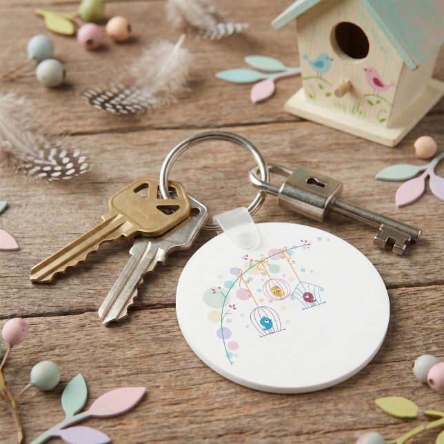 Fåglar i burnyckelkedjan med gigantiska spjäll nyckelring (Skapare uppladdad)