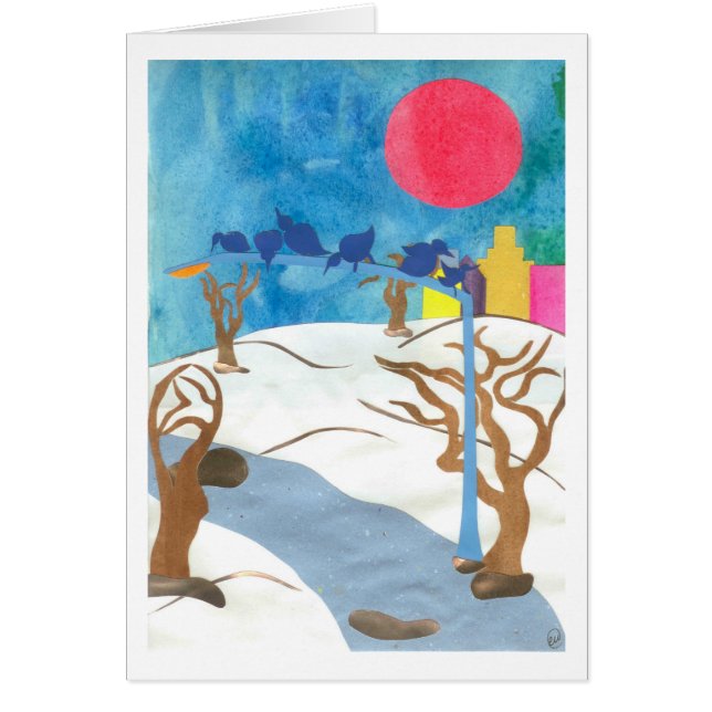 Fåglar i Central Park på Wintertime Hälsningskort (Framsidan)