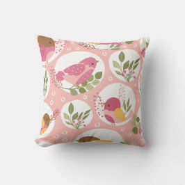 Fåglar i Cute Vår Sång Mönster Kudde