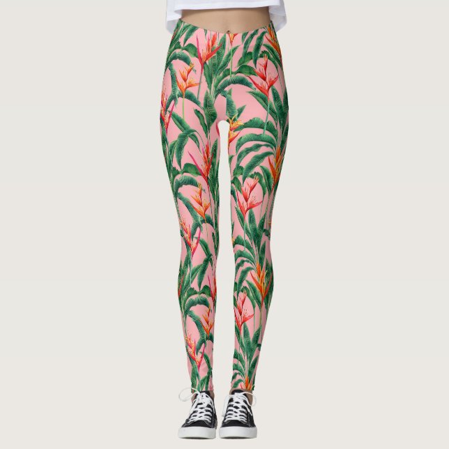 Fåglar i den tropiska Blommigten av paradisefält H Leggings (Framsida)