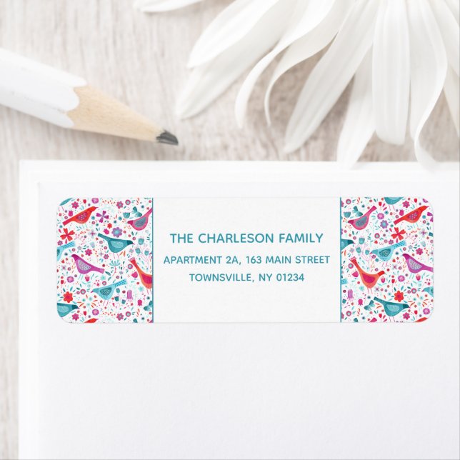 Fåglar i en Anpassningsbar med beteckningen Garden Returadress Etikett (Insitu)