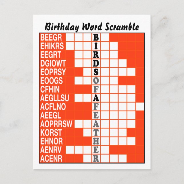 Fåglar i en flock i Feather Ord Vykort (Framsida)