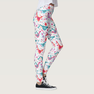 Fåglar i en Garden Modern Boho Watercolor Leggings