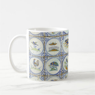 Fåglar i färgad blue Delft Kaffemugg