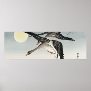 Fåglar i Full Moon av Ohara Koson (1900-1936) Poster