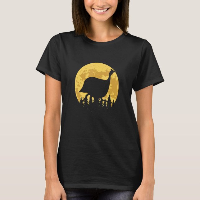 Fåglar i Guineas Fowl Forest Måne T Shirt (Framsida)