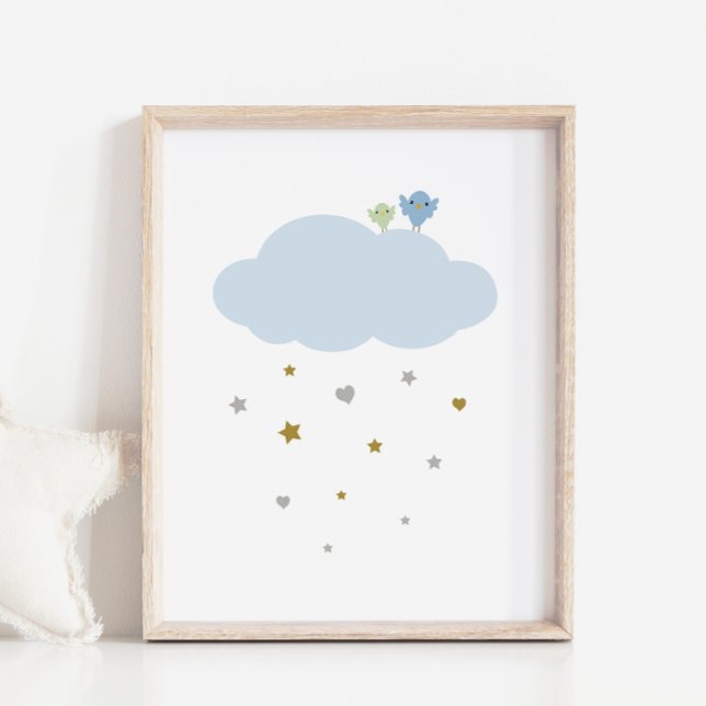 Fåglar i Himlar Cloud & Stars Nursery Art Poster (Skapare uppladdad)