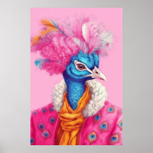 Fåglar i Päls Rosa Djurens Poster